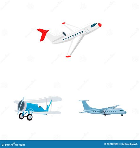 Vector Illustration Of Plane And Transport Icon Collection Of Plane