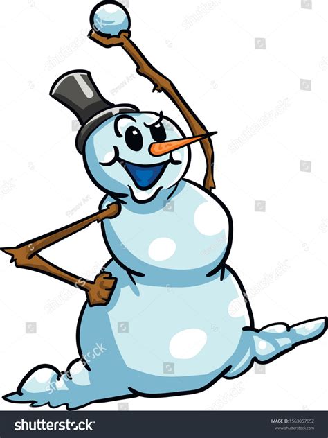 Cartoon Vector Snowman Throwing Snowball White Stock Vector Royalty Free 1563057652 Shutterstock