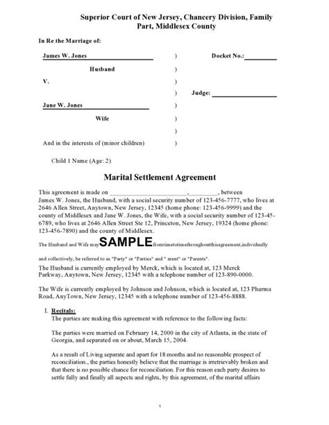 49 Editable Marital Settlement Agreements Word Pdf ᐅ Templatelab