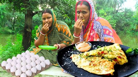 গ্রামীণ পদ্ধতিতে ভাত দিয়ে ডিমের অমলেট রেসিপি Ii Egg Omlet With Rice