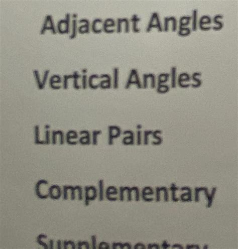 answered adjacent angles vertical angles linear pairs complementary
