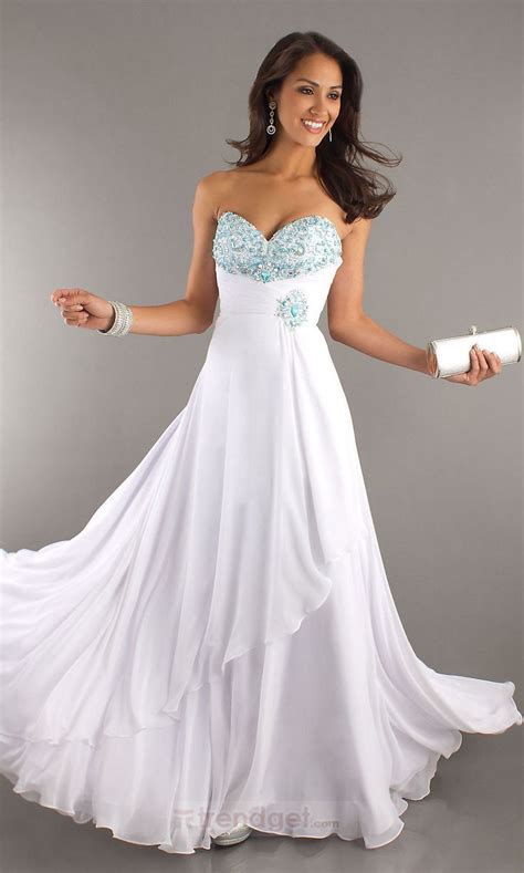 Sexy A Line Sweetheart Floor Length Chiffon White Military Ball Dresses