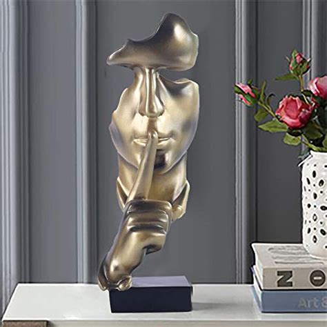 Aboxoo Thinker Statue Silence Is Gold Abstract Art Figurine Modern