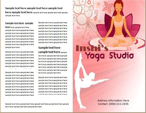 Ms Word Yoga Class Brochure Template Word And Excel Templates