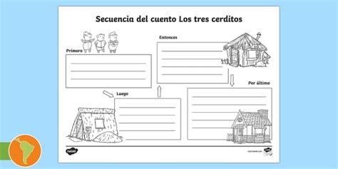 Ficha De Actividad Completar El Cuento De Los Tres Cerditos