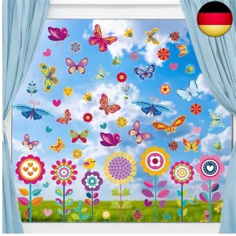 TOPJOWGA FENSTERBILDER FRÜHLING Selbstklebend 9 Blatt Fenster Klammert