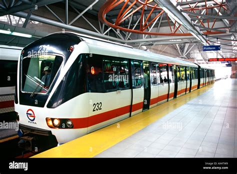 A PUTRA tram of the LRT rail system in the KL Sentral station in Kuala Lumpur, the capital of ...