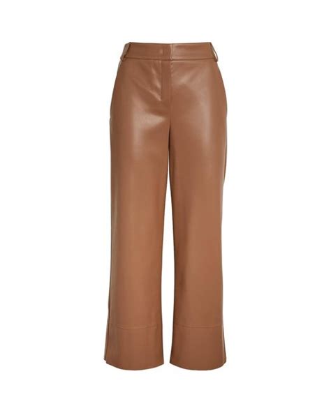 Max Mara Faux Leather Cropped Trousers In Brown Lyst