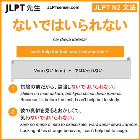 JLPT N2 Grammar ないではいられない nai dewa irarenai Meaning JLPTsensei