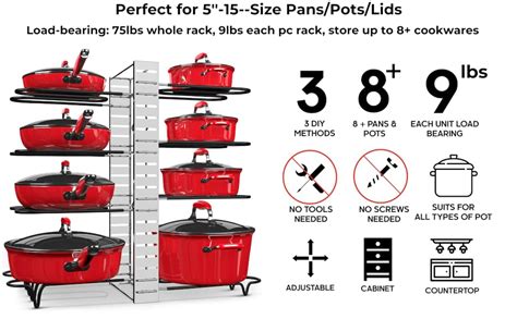 Amazon Storlux Pot And Pan Organizer For Cabinet Adjustable Non