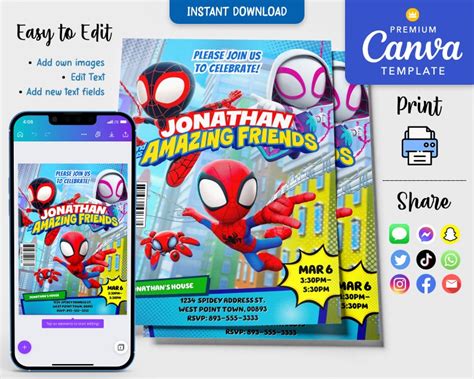 Printable Boys Birthday Invitation Digital Birthday Etsy