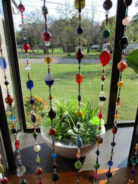 Unique Multi Colored Glass Bead Strands Window Curtain Etsy