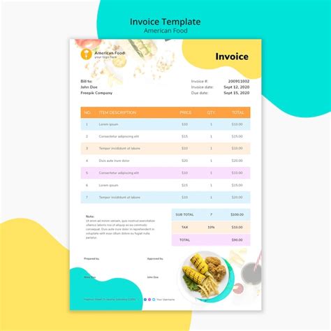 Free PSD | Invoice design american food