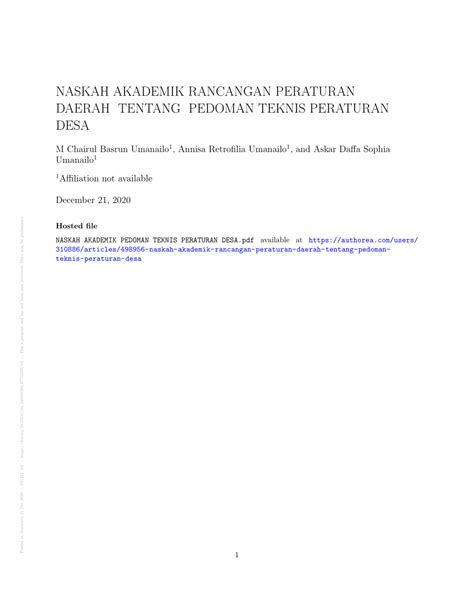 Pdf Naskah Akademik Rancangan Peraturan Daerah Tentang Pedoman Teknis