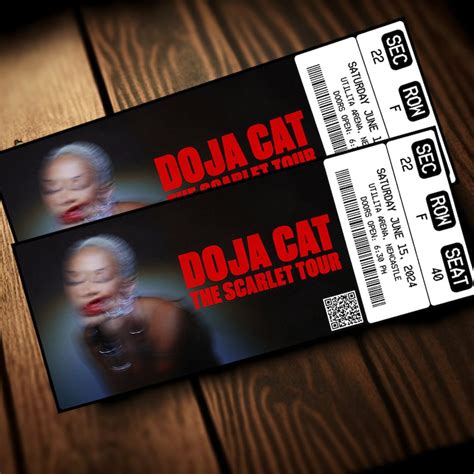 Printable Doja Cat Ticket The Scarlet Tour Music Etsy