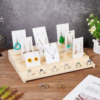 Wholesale Nbeads Tier Wood Jewelry Display Riser Stands Pandahall