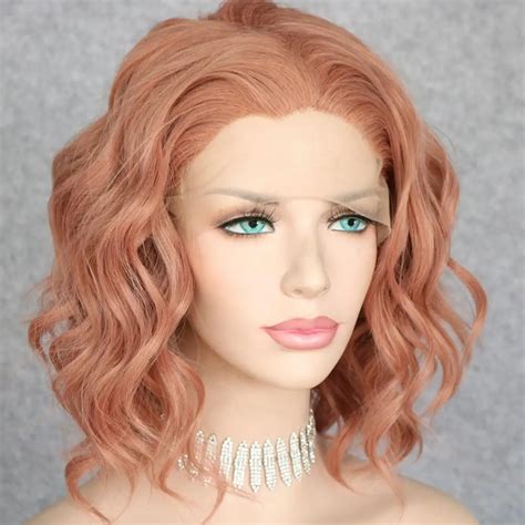 Lvcheryl Perruque Lace Front Wig Synth Tique Boucl E Courte Rose