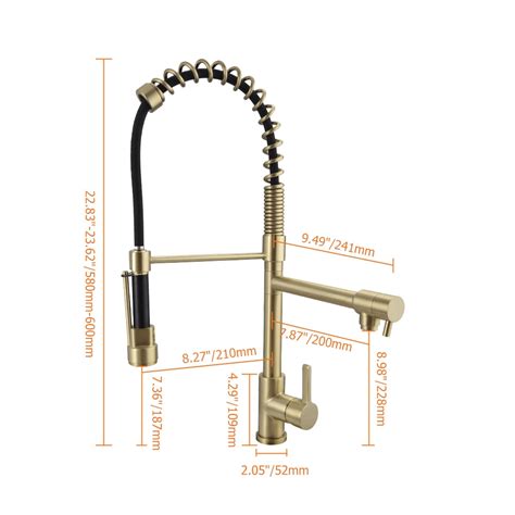 Pull Out Dual Spout Kitchen Tap Brushed Gold Dual Function Sprayer