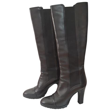 Max Mara Black Leather Boots - Lyst