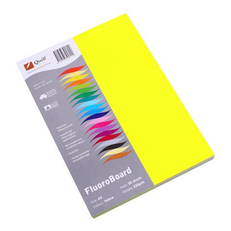 Cardboard A4 Pk 50 230gsm Fluro Yellow Harleys The Educational