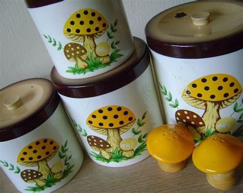 Vintage 1977 Mushroom Canister Set Made In Japan For Sears Robuck And