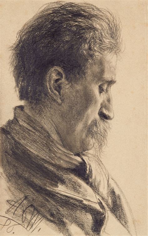 Adolph Von Menzel Portrait Of A Man In Profile 1886 MutualArt