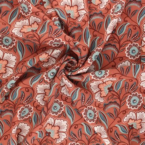 Tissu Viscose Radiance Art Fleur By Penelope Terracotta MPM