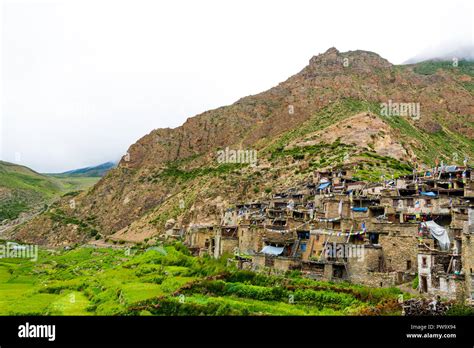 Green Terraced Fields And Traditional Architecture In The Ancient