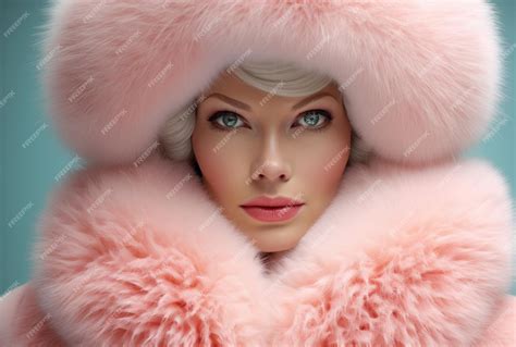 Premium Photo A Woman Wearing A Pink Fur Coat