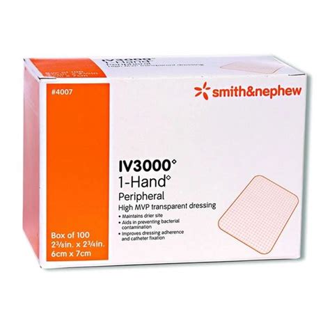 Sn4007n Iv3000 1 Hand Catheter Dressing Moisture Responsive 7x6