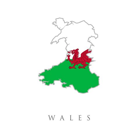 Wales United Kingdom Flag with Map. Wales Flag Map. Map of Wales United ...