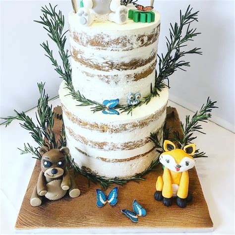 Gâteau naked cake animaux de la forêt 1 an Julio Gourmandelices