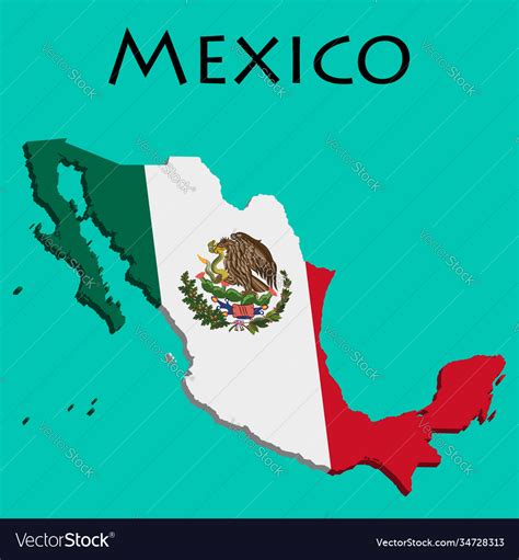 Flag Mexico On Map And With Regional Royalty Free Vector