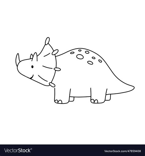 Cute Little Baby Dinosaur Outline Doodle Vector Image