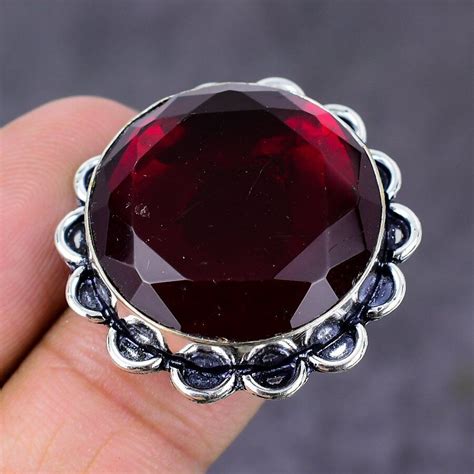 Natural Mozambique Garnet Gemstone Handmade Sterling Silver Ring