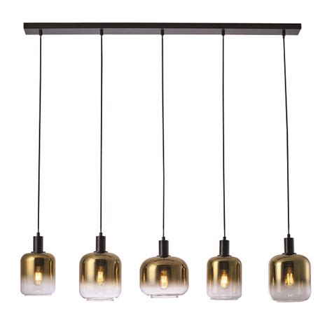 Hanglamp Vario Lichts Recht Zwart Goud Glas Lampenhuis