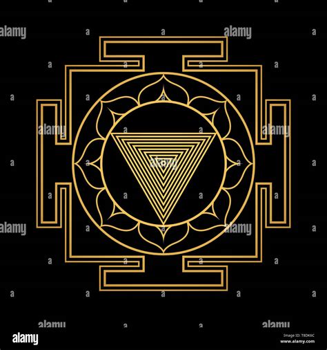 Vector Design Shiny Gold Tripura Bhairavi Aspect Yantra Dasa Mahavidya Sacred Geometry Divine