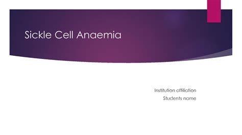 Solution Sickle Cell Anaemia Studypool