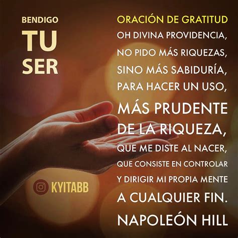 Bendigo Tu Ser ORACIÓN DE GRATITUD Oh Divina Providencia No pido más