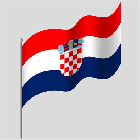 Waved Croatia flag. Croatia flag on flagpole. Vector emblem of Croatia ...