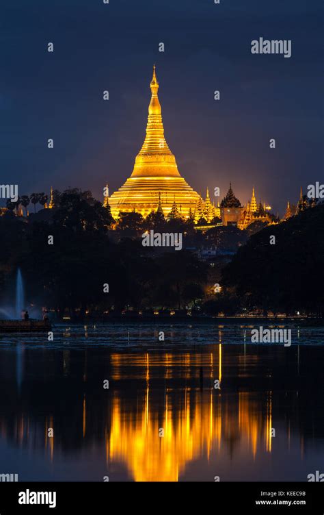 shwedagon pagoda  night  yangon myanmar stock photo alamy