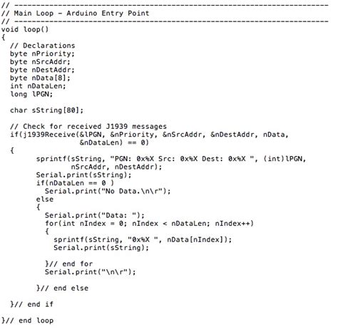 Sae J1939 Programming With Arduino Receiving J1939 Message Frames