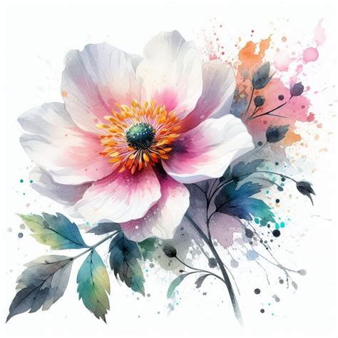 Premium Photo Watercolor Blooming Splash Flower Illustration