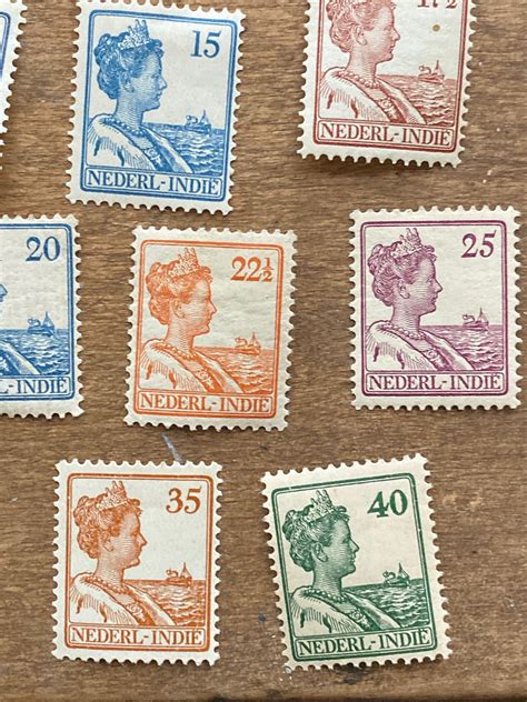 1913 Queen Wilhemine Dutch East Indies Stamp Set Netherlands Etsy Uk