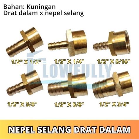 Jual Nepel Selang Drat Dalam X Inch Kuningan Sambungan Drat