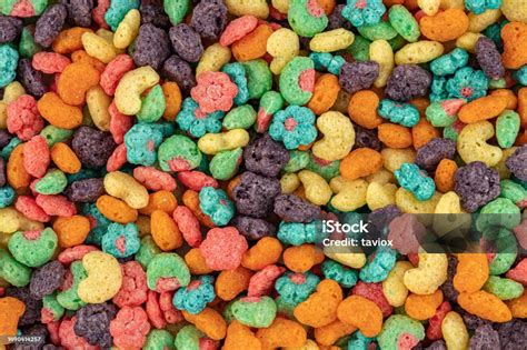 Fruit Cereal Background Fruit Cereal Naturally And Artificially Fruit Flavored Sweetened Corn