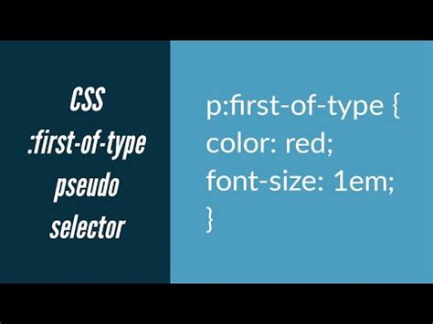 CSS First Of Type Pseudo Selector Explained YouTube