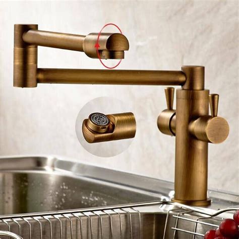 Luxury New Style Black Bronze Copper Folding Kitchen Faucet Double Handles For Cold And Hot