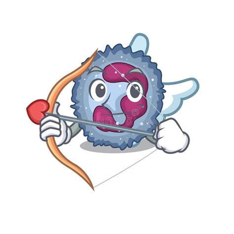 Romantic Neutrophil Cell Cupid Cartoon Character With Arrow And Wings