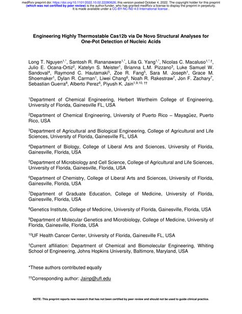 (PDF) Engineering Highly Thermostable Cas12b via De Novo Structural ... 